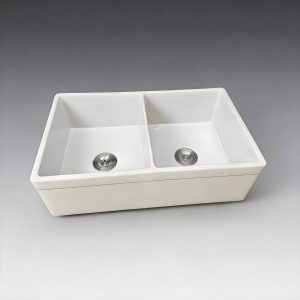 33-inch White Fireclay Double Bowl  Farmhouse Sink  | Wholesale Apron Front Kitchen Sink - S12126 TAITAO