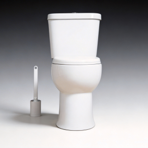 Two-piece rimless washdown round-front toilet