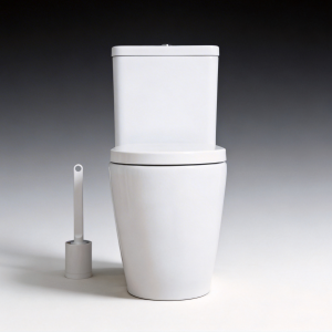 Two-piece rimless washdown back-to-wall D-shape toilet