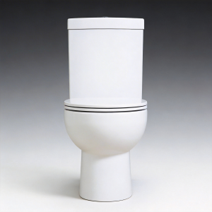 Two-piece back-to-wall D-shape toilet