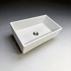 33-inch White Fireclay Single Bowl Farmhouse Sink | Wholesale Apron-Fluted Front Kitchen Sink-S12132 TAITAO