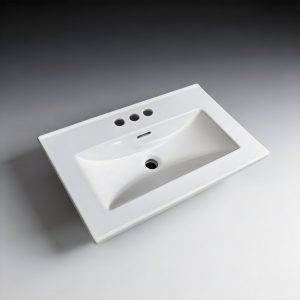 OEM & Wholesale High-Gloss White Ceramic Inset Vanity Basin 3-Hole Mount Bathroom Sink TAOTAO LV-10115H