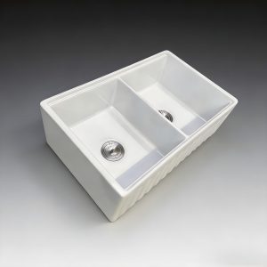 Wholesale TAITAO 33-Inch Double Bowl Fireclay Farmhouse Sink with Workstation and Fluted Apron Front S332025KE
